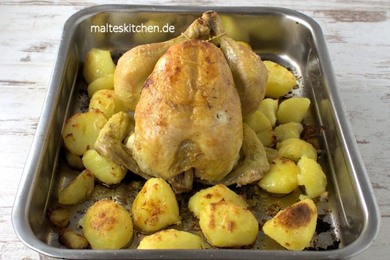 Zitronen-Brathuhn mit gerösteten Kartoffeln nach Jamie Oliver
