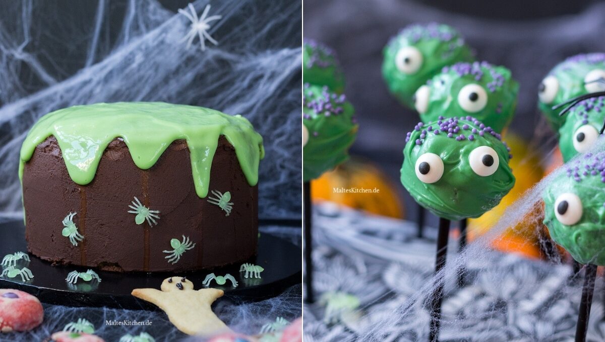 Halloween Rezepte Schleimkuchen und Monster Cake Pops