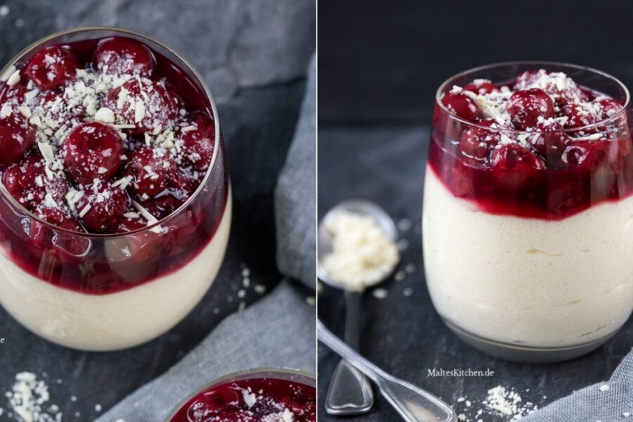 Rezept für Grießflammeri mit heißen Kirschen