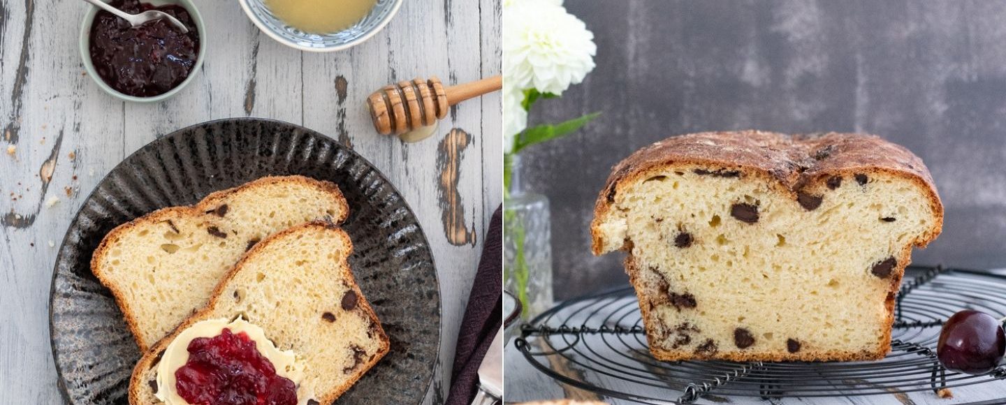 Süßes Hefebrot mit dicken Schokoladenstücken