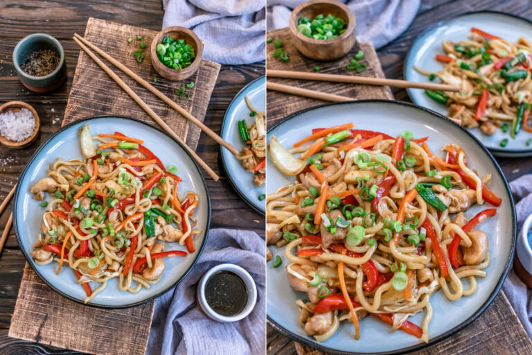 Yaki Udon Nudeln mit Hähnchen