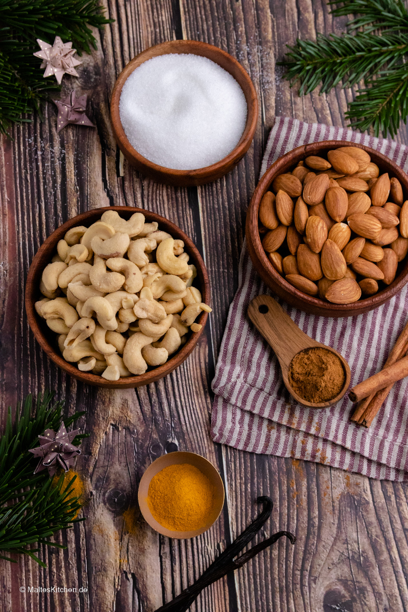 Gebrannte Mandeln und Cashew Nüsse selbstgemacht.