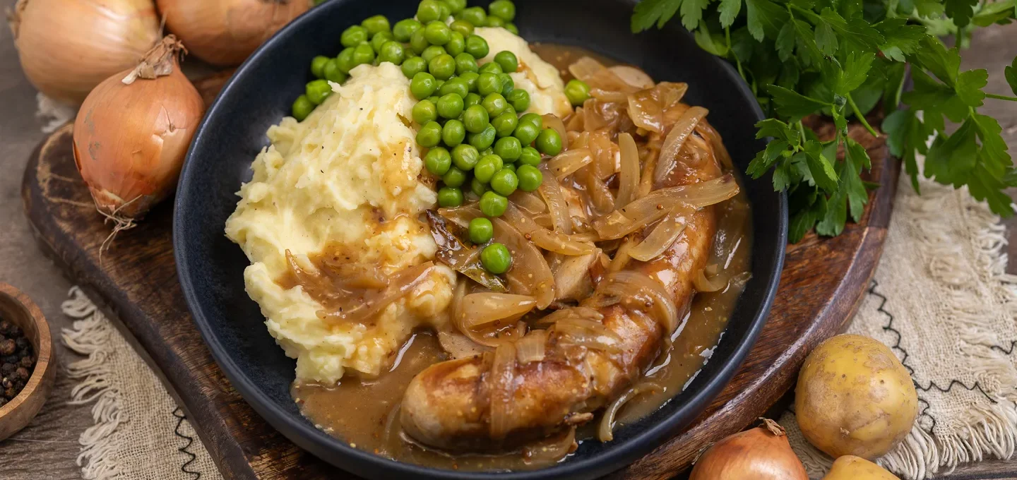 Bratwurst mit Zwiebelsoße