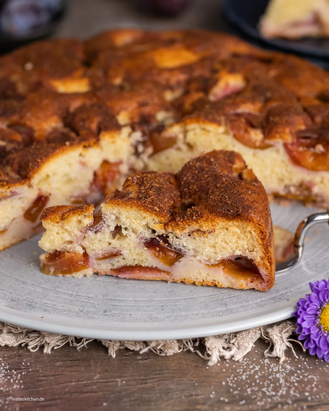 Schneller Zwetschgenkuchen mit Zimtzucker-Kruste