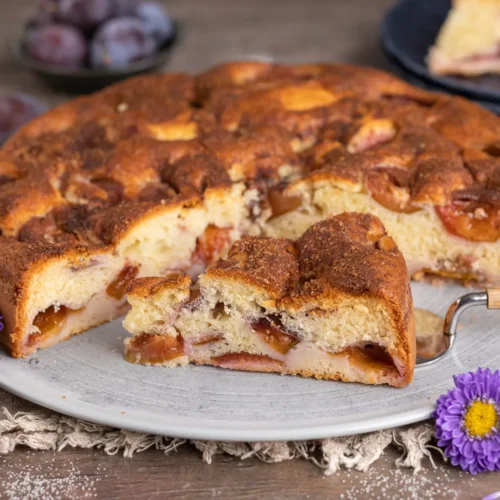 Schneller Zwetschgenkuchen mit Zimtzucker-Kruste